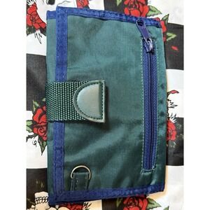 Amity Nylon Trifold Wallet Organizer Green‎ Blue 5x7.5"